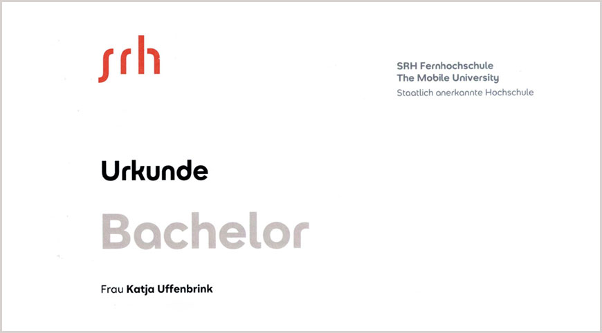 Bachelor Urkunde von Katja Uffenbrink 2026